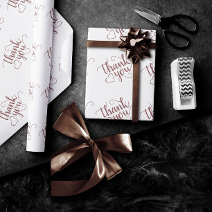 Simple Taupe Script   Desert Rose Thank You Wrapping Paper