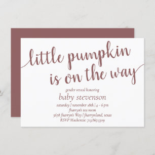 Simple Taupe Shower Desert Rose Little Pumpkin Invitation