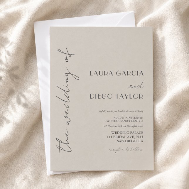 Simple Taupe Wedding Invitation (Creator Uploaded)