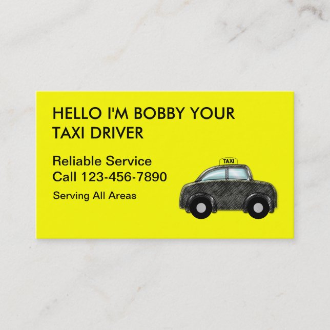 Simple Taxi Business Cards (Front)