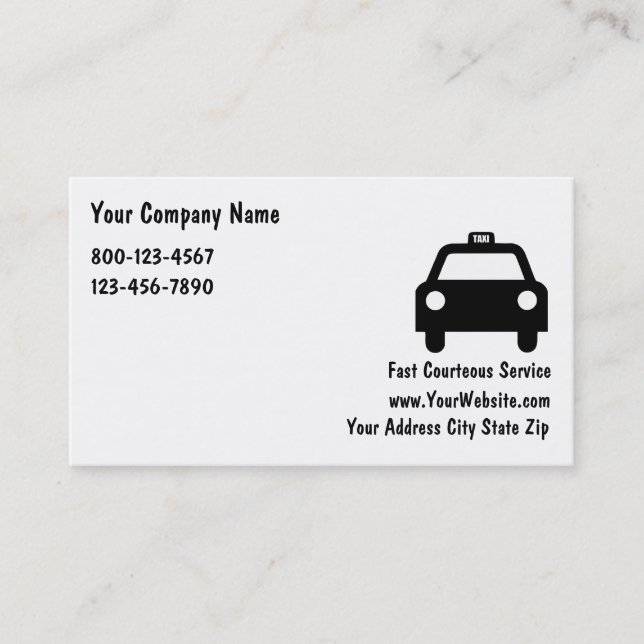 Simple Taxi Business Cards (Front)