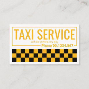 Simple Taxi Checks Border Ride Share Driver Business Card