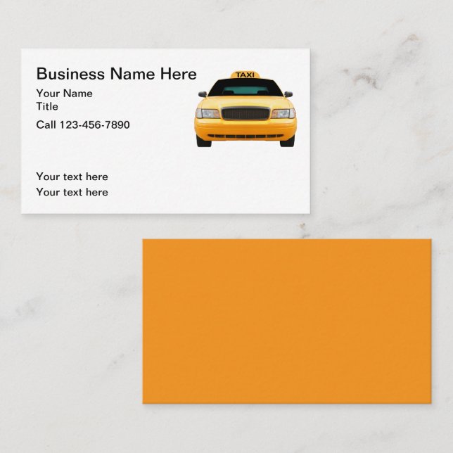 Simple Taxi Driver Business Cards (Front/Back)