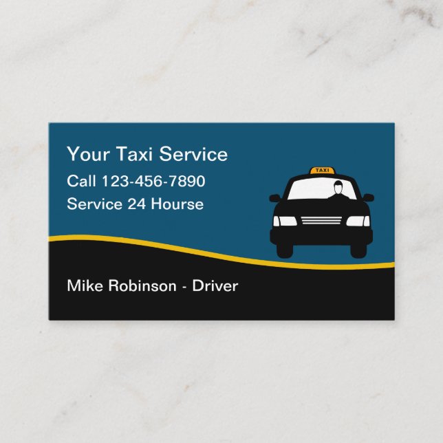 Simple Taxi Service And Care Hire Business Card (Front)