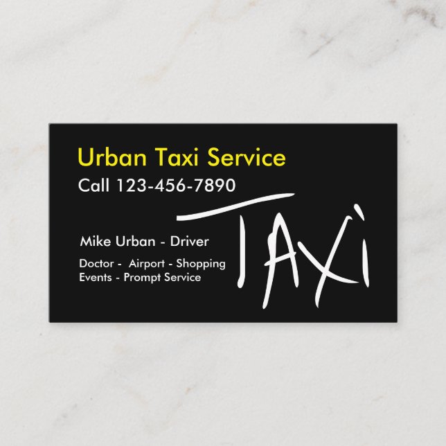 Simple Taxi Trendy Two Side Design Business Card (Front)