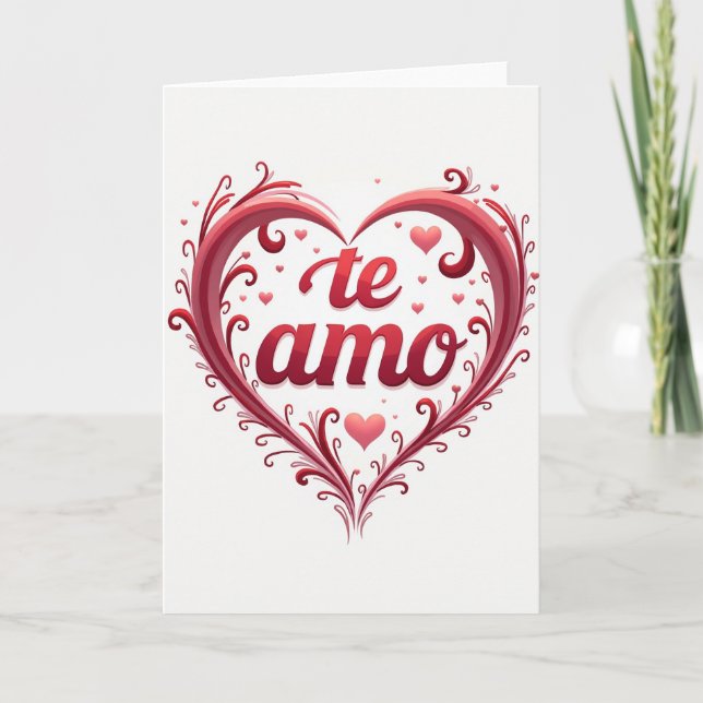 Simple Te Amo Heart Card (Front)
