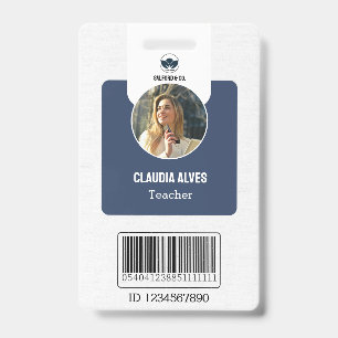 Simple Teacher ID Card   Navy Collage School ID  Badge