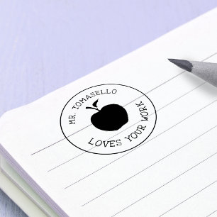 Simple Teacher Loves Your Work Apple Self-inking Stamp