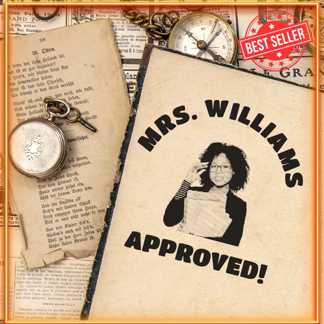 Simple Teacher Photo Funny Face Approved Rubber Self-inking Stamp (Creator Uploaded)