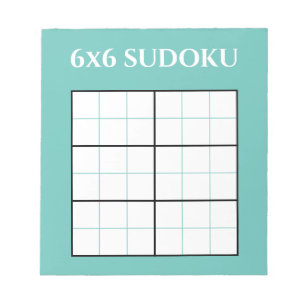Simple Teal 6x6 Sudoku Grid Template Notepad
