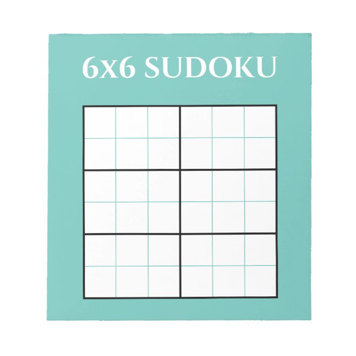 Simple Teal 6x6 Sudoku Grid Template Notepad | Zazzle.co.uk