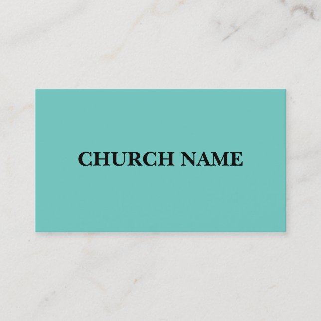 Simple Teal and Black Church Business Cards (Front)