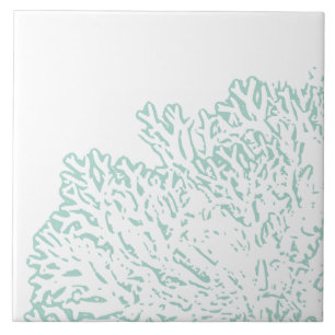 Simple Teal and White Coral Tile