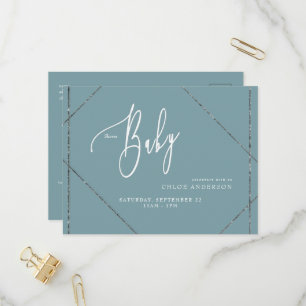 Simple Teal Baby Shower Invitation Postcard
