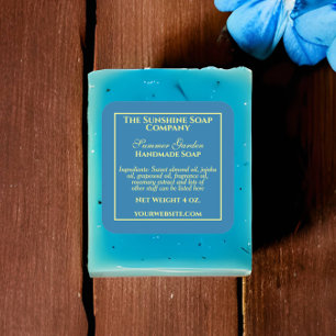 Simple teal blue and yellow soap cosmetics label