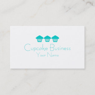 Simple teal blue cupcake business custom cards