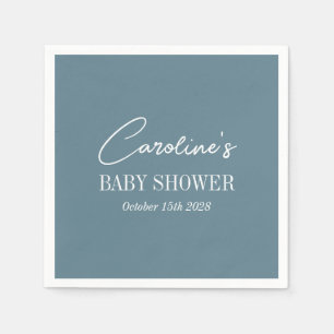 Simple Teal Blue Minimalist Custom Baby Shower Napkin