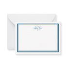 Simple Teal Blue Minimalist Monogram Two Border