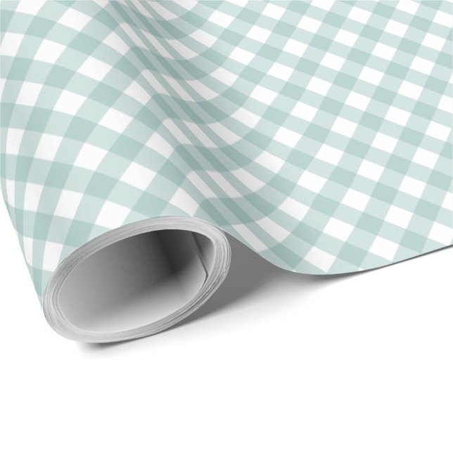 Simple teal checks cute gingham plaid wrapping paper (Roll Corner)