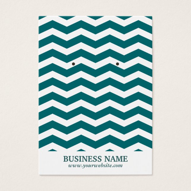 Simple Teal Chevron Stripes Earring Holder (Front)