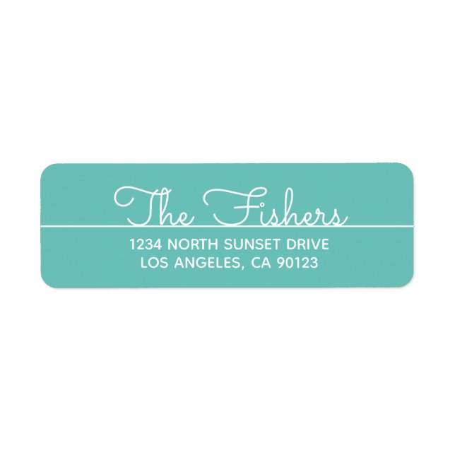 Simple Teal Cursive Return Address (Front)