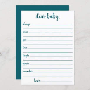 Simple Teal Dear Baby   Blue-Green Keepsake Card