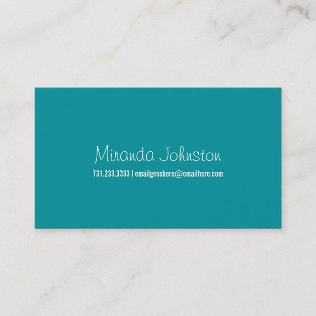 Simple Teal Design Calling Cards (Front)