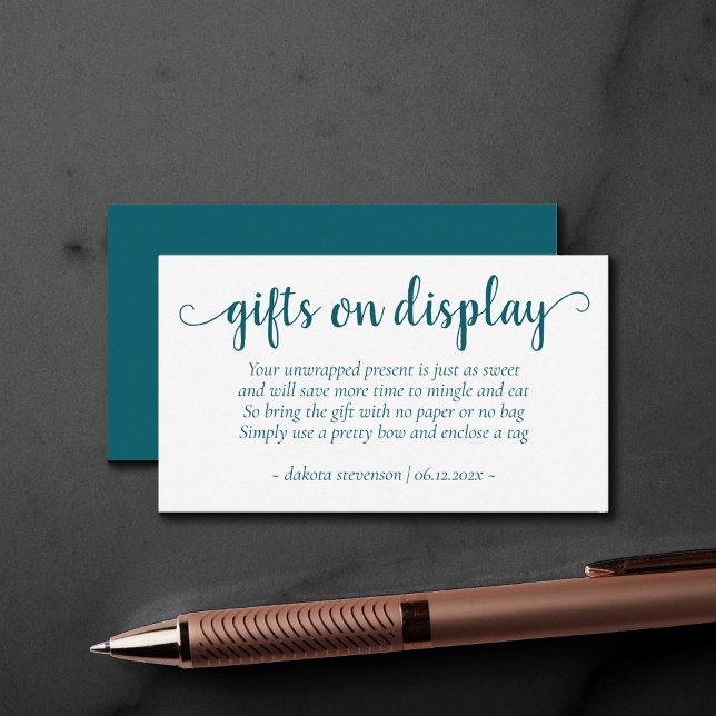 Simple Teal Gifts on Display | Blue-Green Event Enclosure Card (Creator Uploaded)