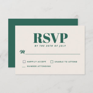 Simple Teal Green Modern Minimalist Wedding RSVP
