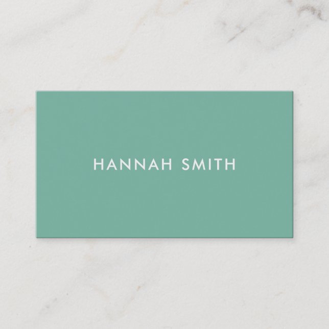 Simple Teal Modern Minimalist Business Card (Front)
