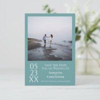 Simple Teal Modern Minimalist Photo Wedding