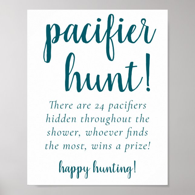 Simple Teal Pacifier Hunt | Midnight Green Game Poster (Front)