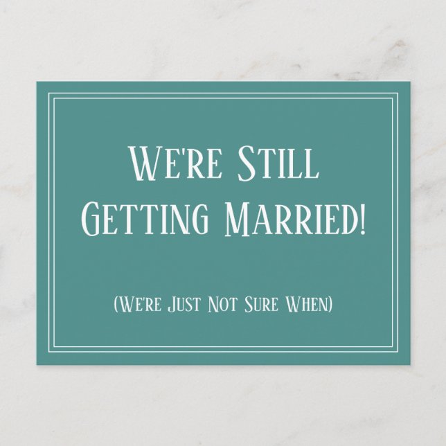 Simple Teal Postponed Wedding Update Notice Postcard (Front)