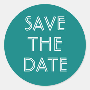 Simple Teal Save The Date Sticker