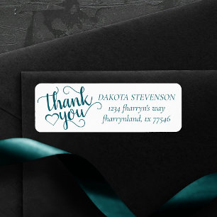 Simple Teal Script   Dark Green Thank You Address