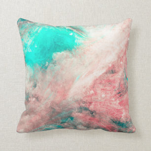 Simple Teal Watercolor Grunge   Throw Pillow
