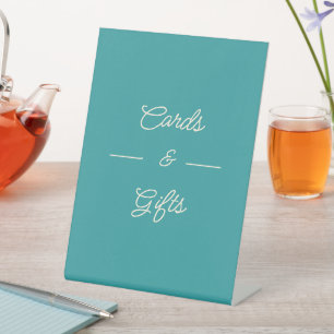 Simple Teal Wedding Cards And Gifts  Pedestal Sign