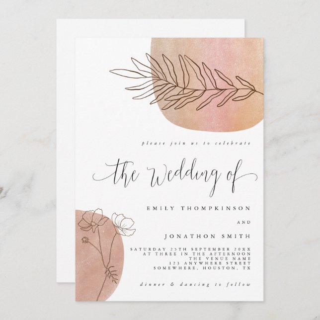 Simple template bar Wedding Invitation (Front/Back)