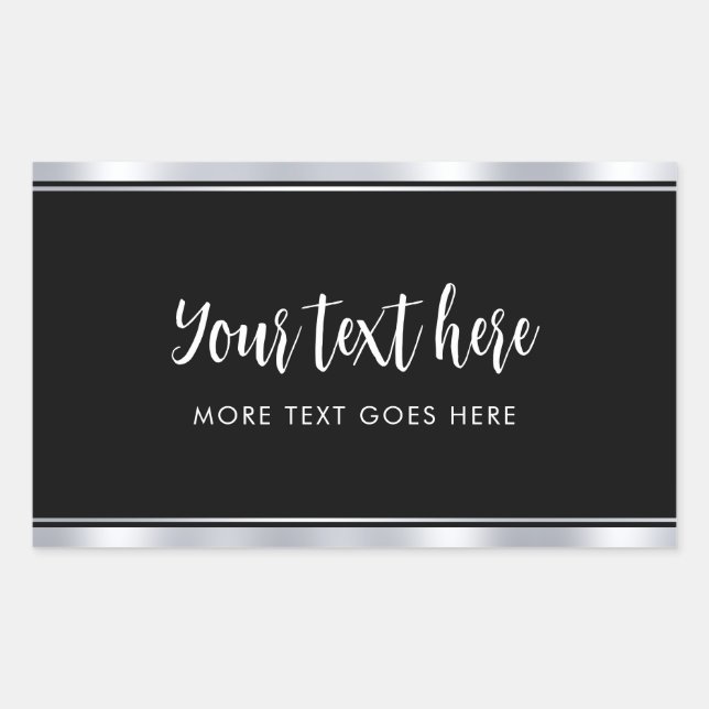 Simple Template Faux Silver Custom Handwritten Rectangular Sticker (Front)
