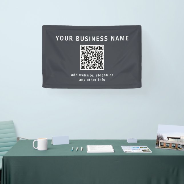 Simple Template for your QR code | Dark Grey Banner (Tradeshow)