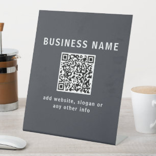 Simple Template for your QR code   Dark Grey Pedestal Sign
