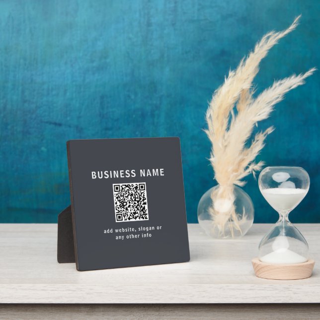 Simple Template for your QR code | Dark Grey Plaque (Insitu)