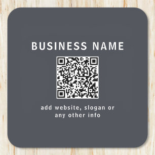 Simple Template for your QR code Dark Grey Square Paper Coaster