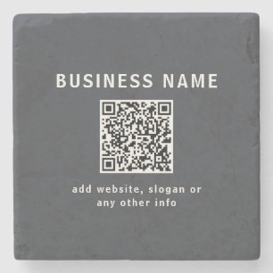 Simple Template for your QR code   Dark Grey Stone Coaster