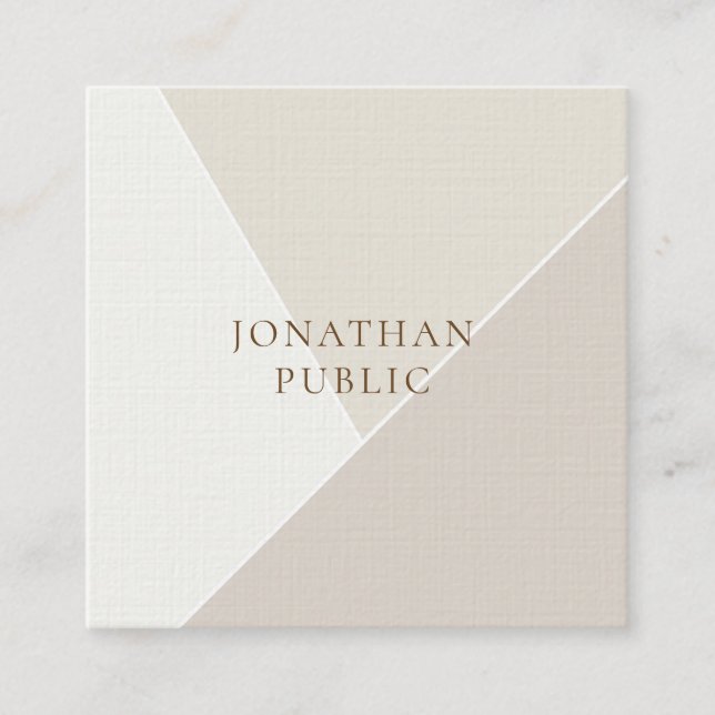 Simple Template Minimalist Modern Premium Linen Square Business Card (Front)
