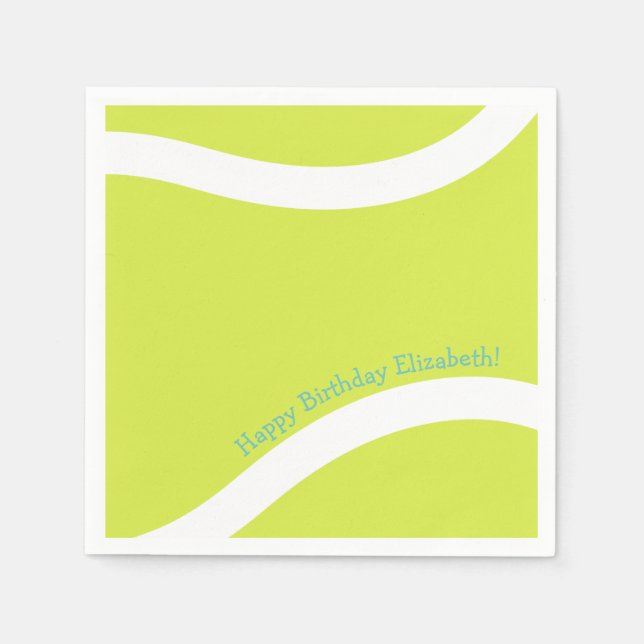 simple tennis ball sports birthday party napkin (Front)