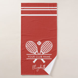 Simple Tennis Club Name Team Swag Red Custom Bath Towel