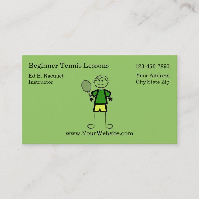 Simple Tennis Instructor Business Cards (Front)
