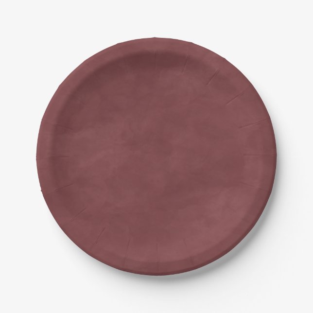 Simple Terra Rosa Pink Colour Editable Watercolor Paper Plate (Front)