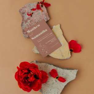 Simple Terracota Burnt Orange Calligraphy Wedding Invitation